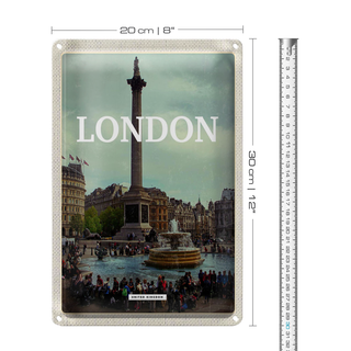 Blechschild Reise 20x30cm London England Brunnen Schild
