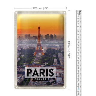 Blechschild Reise 20x30cm Paris Frankreich Eiffelturm