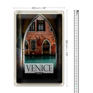 Blechschild Reise 20x30cm Venice Italien Fluss Panorama