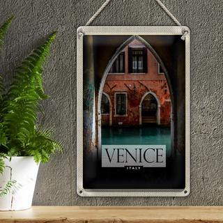 Blechschild Reise 20x30cm Venice Italien Fluss Panorama