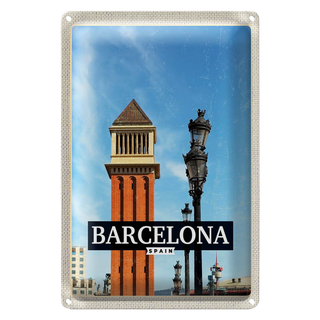 Blechschild Reise 20x30cm Barcelona Spanien Bild Tag Mosaik