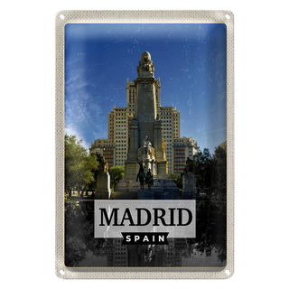 Blechschild Reise 20x30cm Madrid Spanien Pferd Panorama