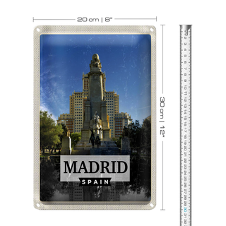 Blechschild Reise 20x30cm Madrid Spanien Pferd Panorama