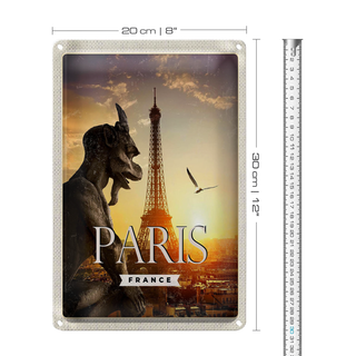 Blechschild Reise 20x30cm Paris Frankreich Urlaub Architektur