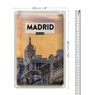 Blechschild Reise 20x30cm Madrid Spanien kurz Trip