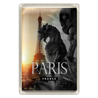 Blechschild Reise 20x30cm Paris Frankreich Eifelturm Drachen