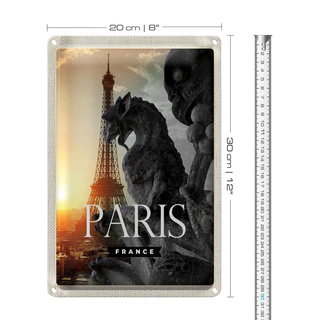 Blechschild Reise 20x30cm Paris Frankreich Eifelturm Drachen
