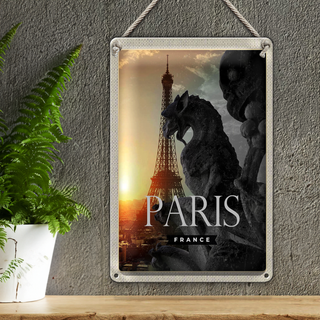 Blechschild Reise 20x30cm Paris Frankreich Eifelturm Drachen