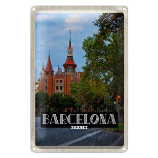 Blechschild Reise 20x30cm Barcelona Spanien Natur Innenstadt