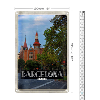 Blechschild Reise 20x30cm Barcelona Spanien Natur Innenstadt