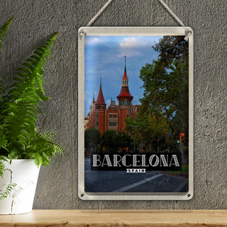 Blechschild Reise 20x30cm Barcelona Spanien Natur Innenstadt