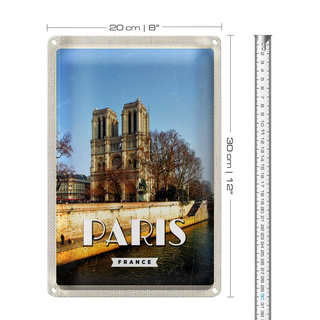 Blechschild Reise 20x30cm Paris Frankreich Notre-Dame Reise