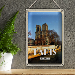 Blechschild Reise 20x30cm Paris Frankreich Notre-Dame Reise
