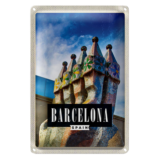 Blechschild Reise 20x30cm Barcelona Spanien Park Guell