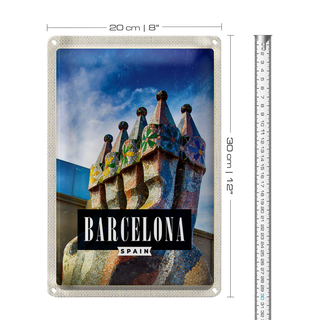 Blechschild Reise 20x30cm Barcelona Spanien Park Guell