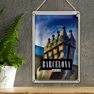Blechschild Reise 20x30cm Barcelona Spanien Park Guell