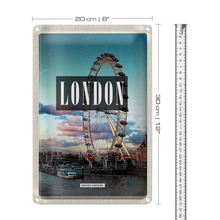 Blechschild Reise 20x30cm London Engalnd London Eye