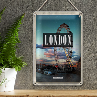 Blechschild Reise 20x30cm London Engalnd London Eye