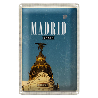 Blechschild Reise 20x30cm Madrid Spanien Metropolis Gebäude