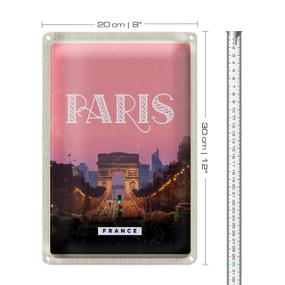 Blechschild Reise 20x30cm Paris Frankreich Architektur Trip