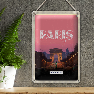 Blechschild Reise 20x30cm Paris Frankreich Architektur Trip