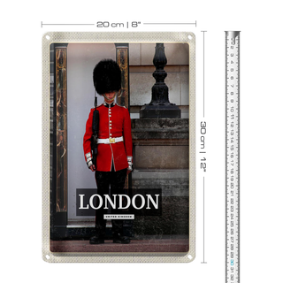 Blechschild Reise 20x30cm London Wachmann Buckingham Palace