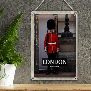 Blechschild Reise 20x30cm London Wachmann Buckingham Palace