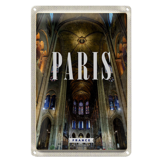 Blechschild Reise 20x30cm Paris Frankreich Innere Notre-Dame