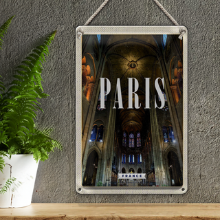Blechschild Reise 20x30cm Paris Frankreich Innere Notre-Dame