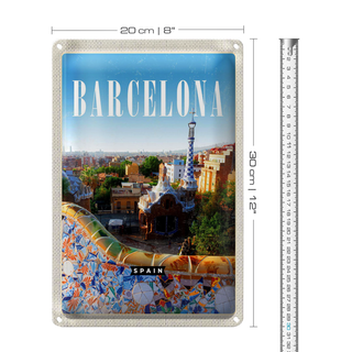 Blechschild Reise 20x30cm Barcelona Spanien Reise La Pedrera