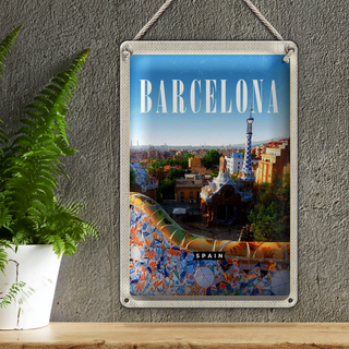 Blechschild Reise 20x30cm Barcelona Spanien Reise La Pedrera