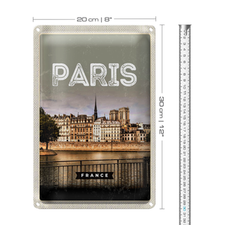 Blechschild Reise 20x30cm Paris Frankreich Architektur