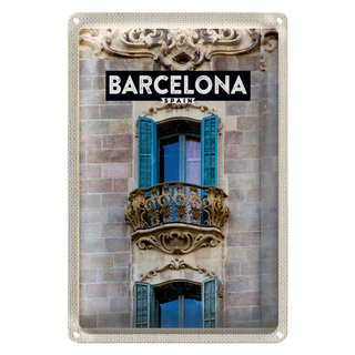 Blechschild Reise 20x30cm Barcelona Spanien Balkon Trip
