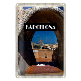 Blechschild Reise 20x30cm Barcelona Spanien Stadt Reiseziel