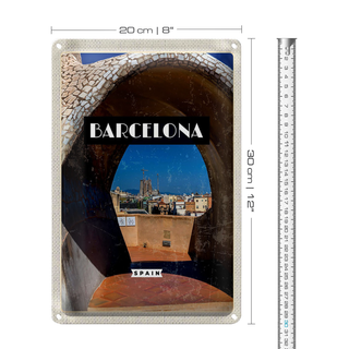 Blechschild Reise 20x30cm Barcelona Spanien Stadt Reiseziel