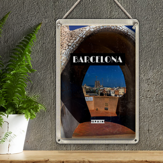 Blechschild Reise 20x30cm Barcelona Spanien Stadt Reiseziel
