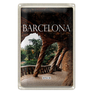 Blechschild Reise 20x30cm Barcelona Spanien Natur Park