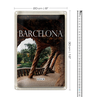 Blechschild Reise 20x30cm Barcelona Spanien Natur Park