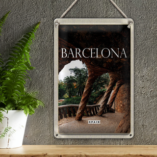 Blechschild Reise 20x30cm Barcelona Spanien Natur Park