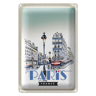 Blechschild Reise 20x30cm Paris Frankreich Stadt Kunstbild