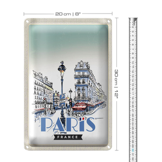 Blechschild Reise 20x30cm Paris Frankreich Stadt Kunstbild