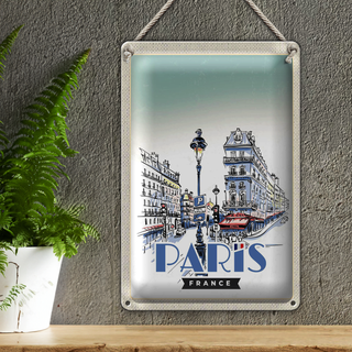 Blechschild Reise 20x30cm Paris Frankreich Stadt Kunstbild
