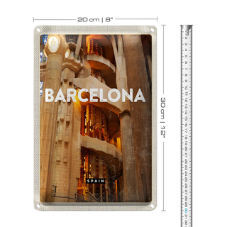 Blechschild Reise 20x30cm Barcelona Spanien Mittelalter Bild