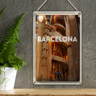 Blechschild Reise 20x30cm Barcelona Spanien Mittelalter Bild
