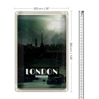 Blechschild Reise 20x30cm London UK Vintage Nacht