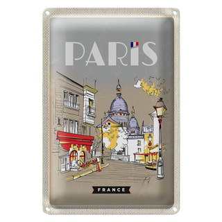 Blechschild Reise 20x30cm Paris Frankreich Gemälde Stadt