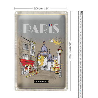Blechschild Reise 20x30cm Paris Frankreich Gemälde Stadt