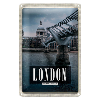 Blechschild Reise 20x30cm London UK Jahrtausendbrücke Aussicht