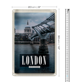 Blechschild Reise 20x30cm London UK Jahrtausendbrücke Aussicht