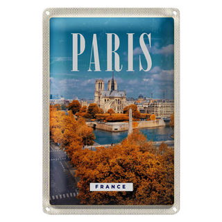 Blechschild Reise 20x30cm Paris Frankreich Sein Notre-Dam
